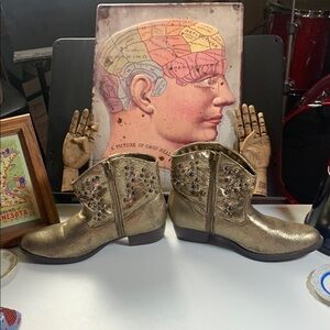 Frye Gold Ankle Boots with Studded Detail 5/36